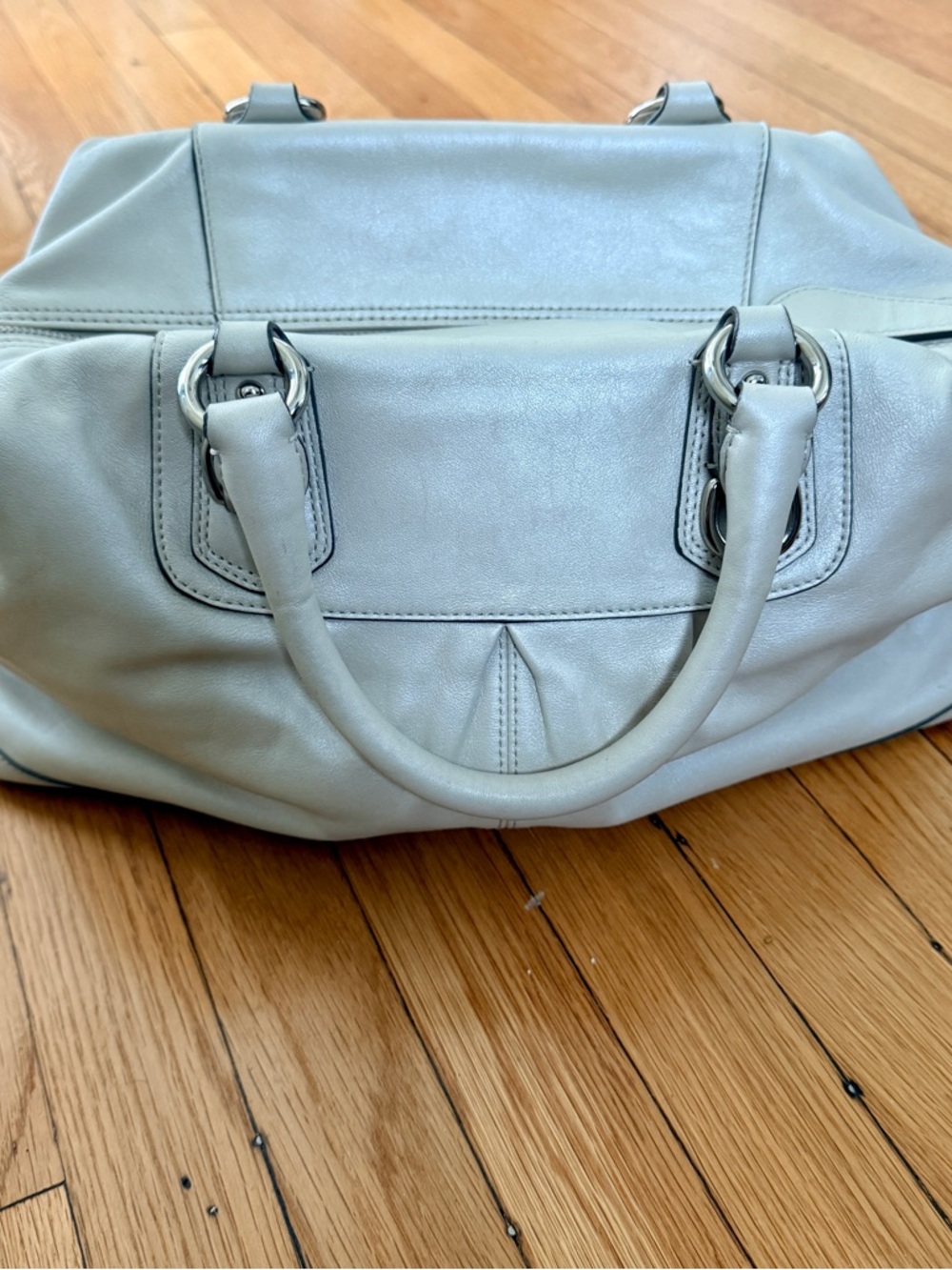 Coach F15447 Beige Leather Satchel w/ Strap Lavender Lining/silver hardware - Picture 2 of 16